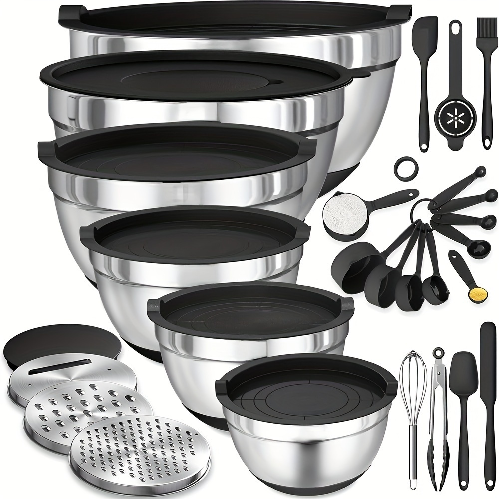 Kitchen Gadgets Set - 17pcs, Stainless Steel Mixing Bowl Set