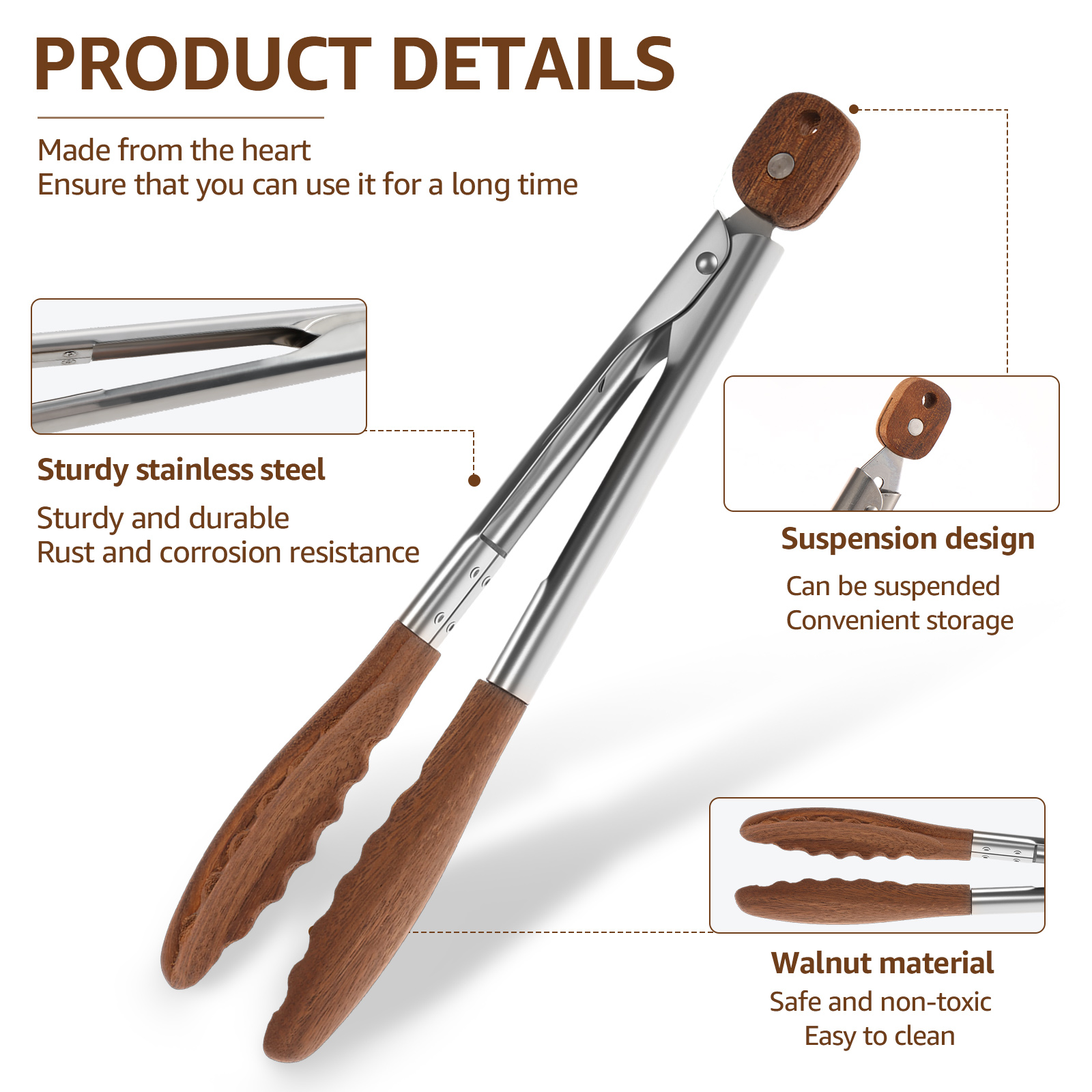 2/3 Pcs Food Tongs Walnut Wood - огляд і ціна Kitchen Gadgets You Need