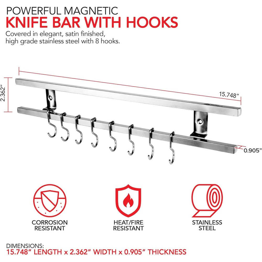 16 Inch Stainless Steel Metal  - огляд і ціна Magnetic Knife Strip