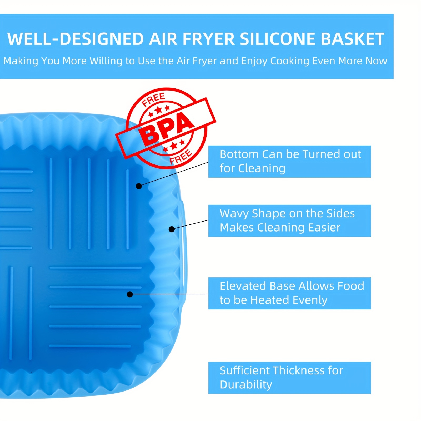 1 square silicone air fryer li - огляд і ціна Kitchen Gadgets Baking