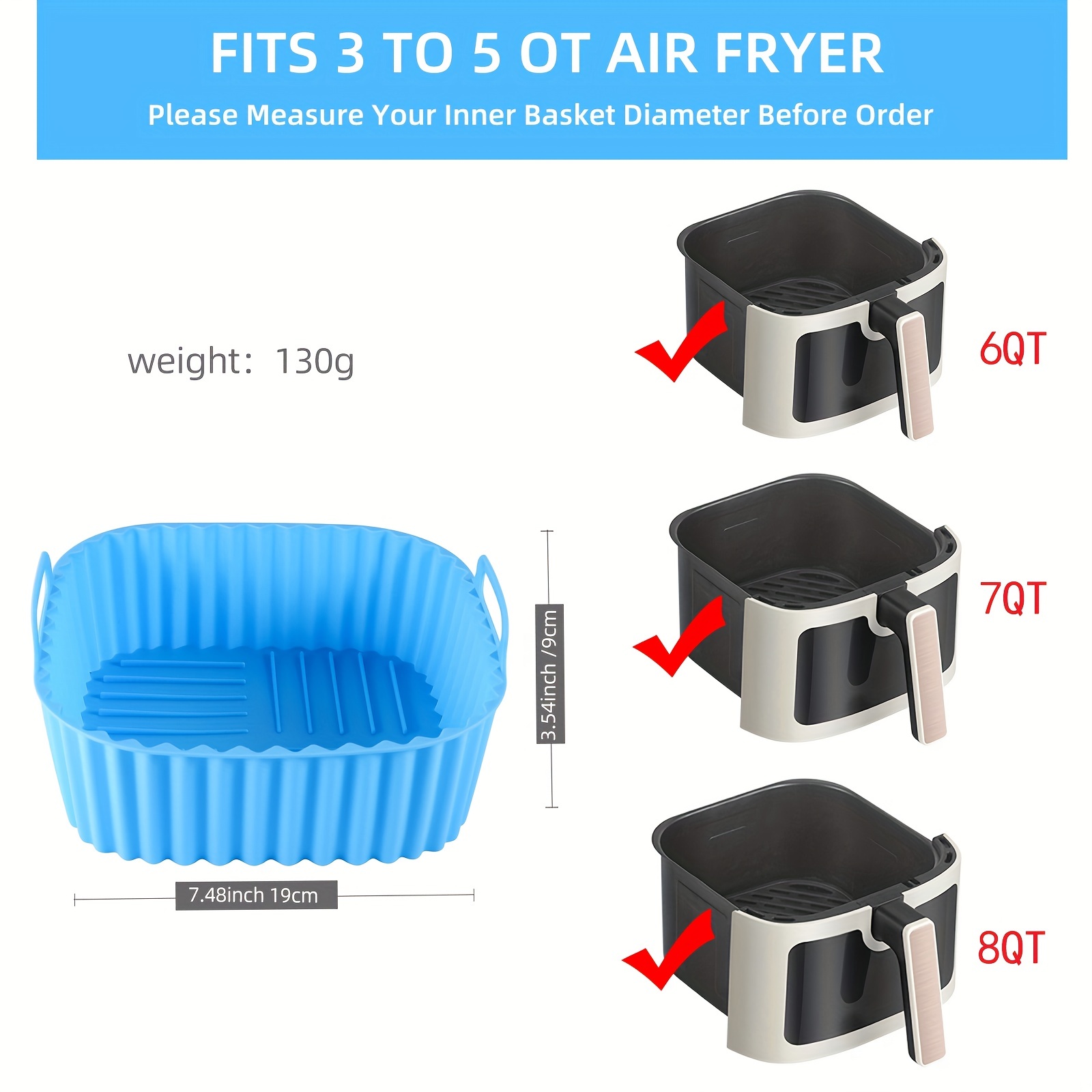 1 square silicone air fryer li - огляд і ціна Kitchen Gadgets Baking